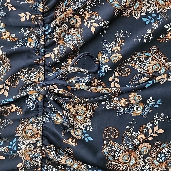 PerSeption Concept Women's Navy Paisley Sleeveless Dres Elastic Waist Sz Medium - Picture 10 of 14